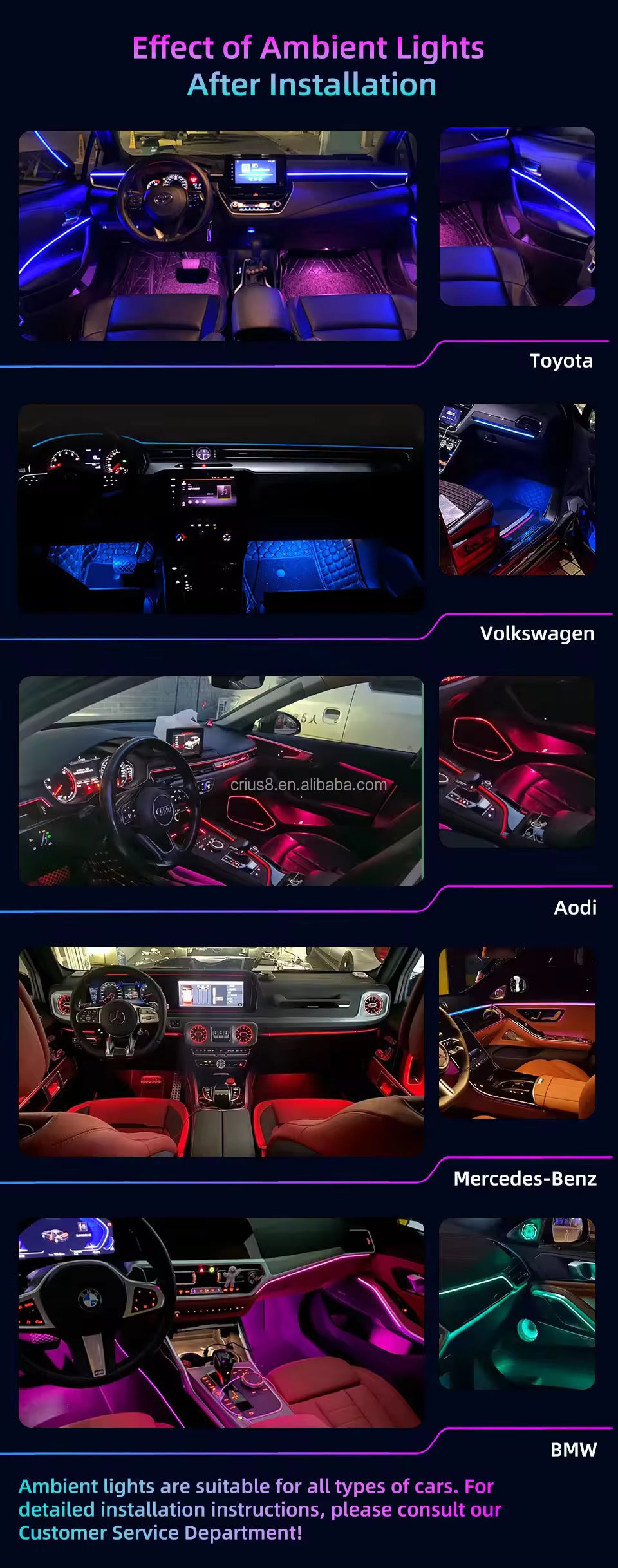 Car Interior Ambient lighting kit